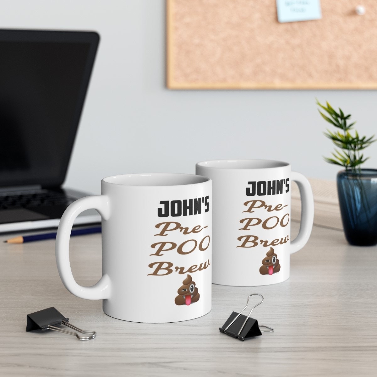 Funny Personalised Mug For Man or Woman Pre Poo Brew, Funny Birthday Gift For Dad Mum Sister Brother Uncle Birthday Gift Coworker Colleague