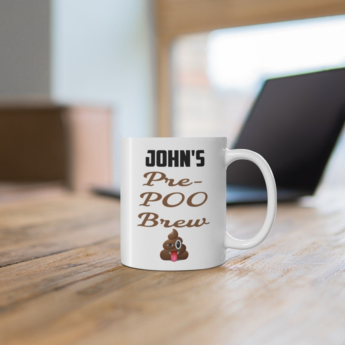 Funny Personalised Mug For Man or Woman Pre Poo Brew, Funny Birthday Gift For Dad Mum Sister Brother Uncle Birthday Gift Coworker Colleague